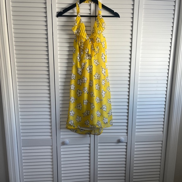 ESCADA Ruffle Neck Halter Mini Dress in Yellow - Picture 1 of 5